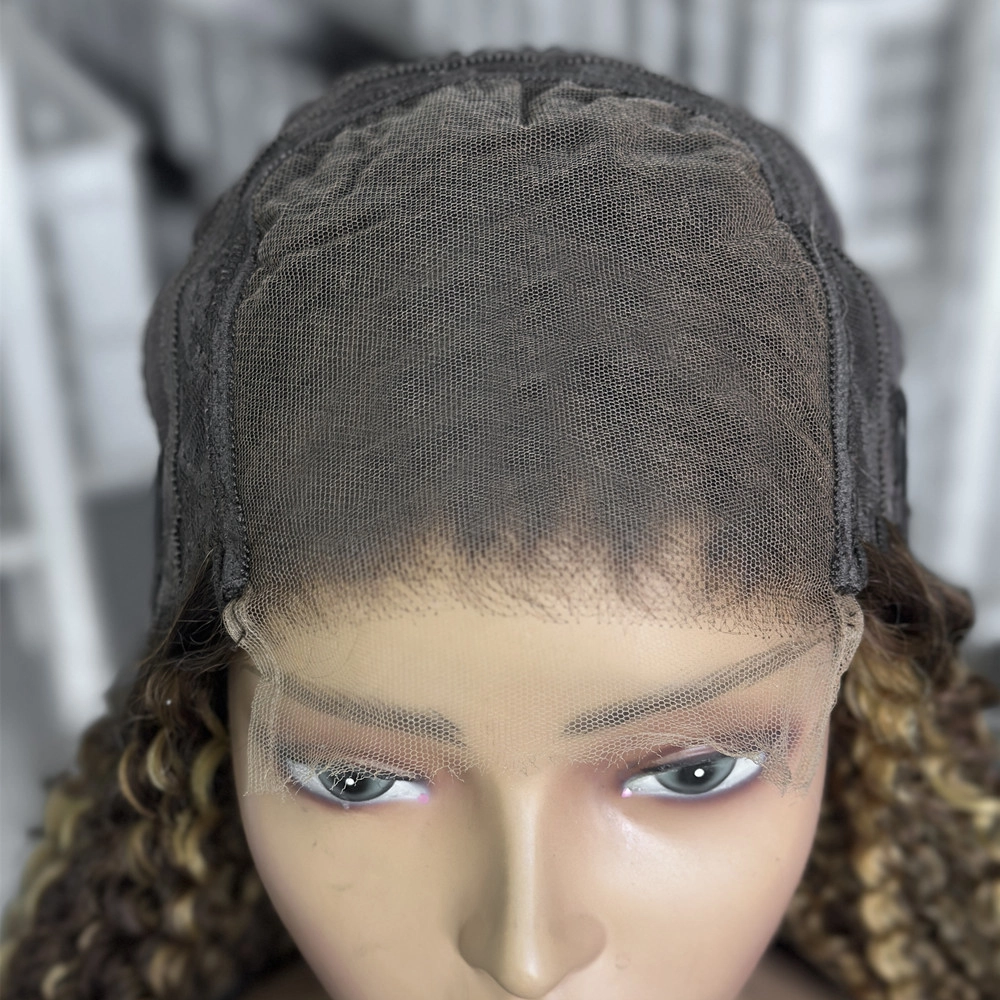 24inch Ombre Highlighted 5x5 HD Lace Closure Wig Kinky Curly Hair Wigs